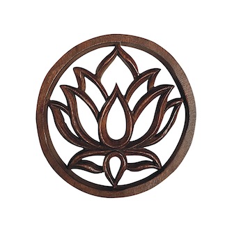 Wooden Plaque 15cm Lotus
