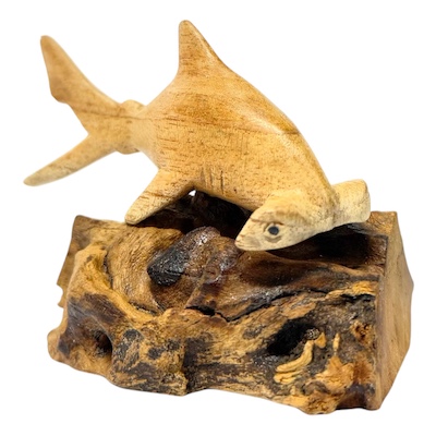 Hammerhead Shark on Driftwood Statue