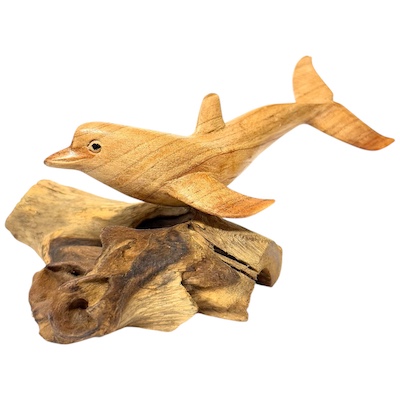 Large Dolphin on Driftwood Statue