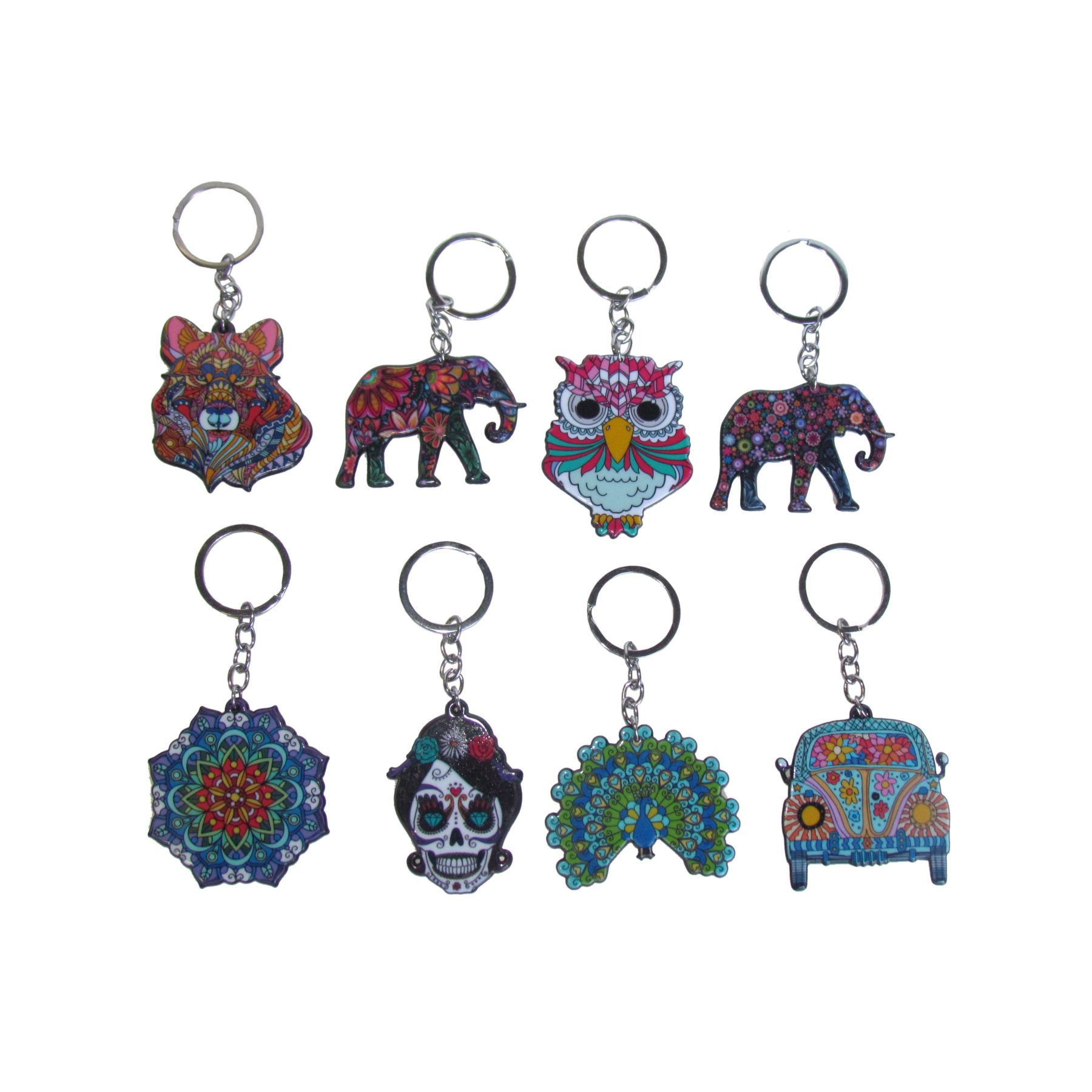 100pcs Double sided printed Key Rings