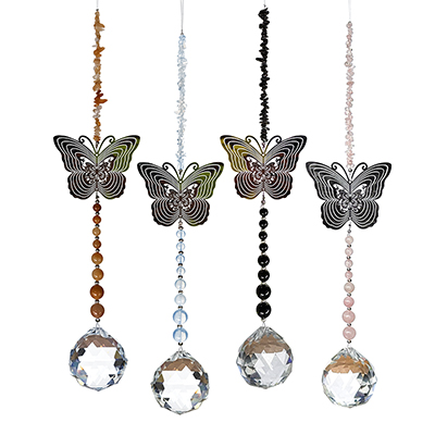 Butterfly Sun Catcher Style Hanging Assorted Gemstones