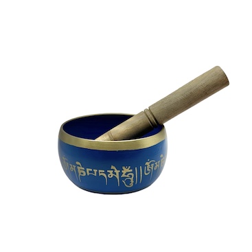 11cm Dark Blue Coloured Brass Singing Bowl with Stick